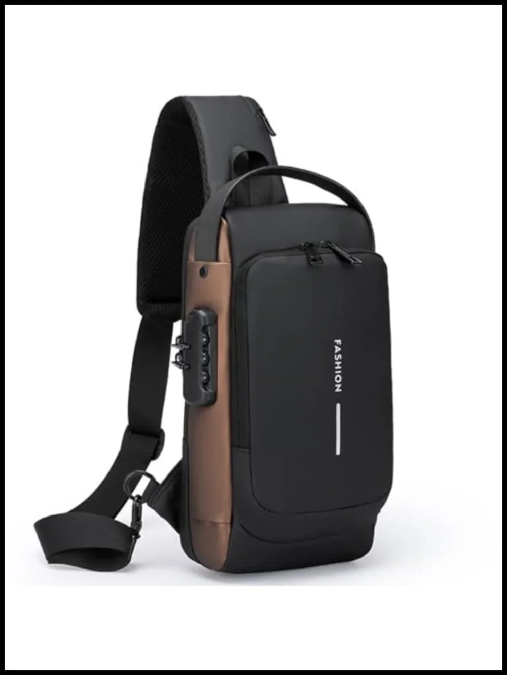 Men's Anti-Theft Sling Bag USB Charging Waterproof PU Leather Crossbody Backpack